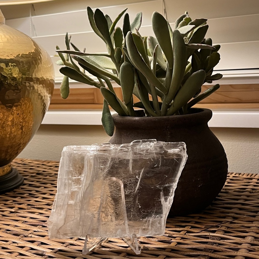Clear True Selenite Crystal Slab